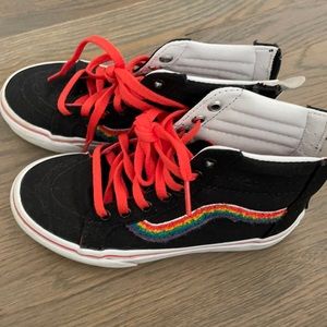 Vans rainbow hi top with zip sneakers